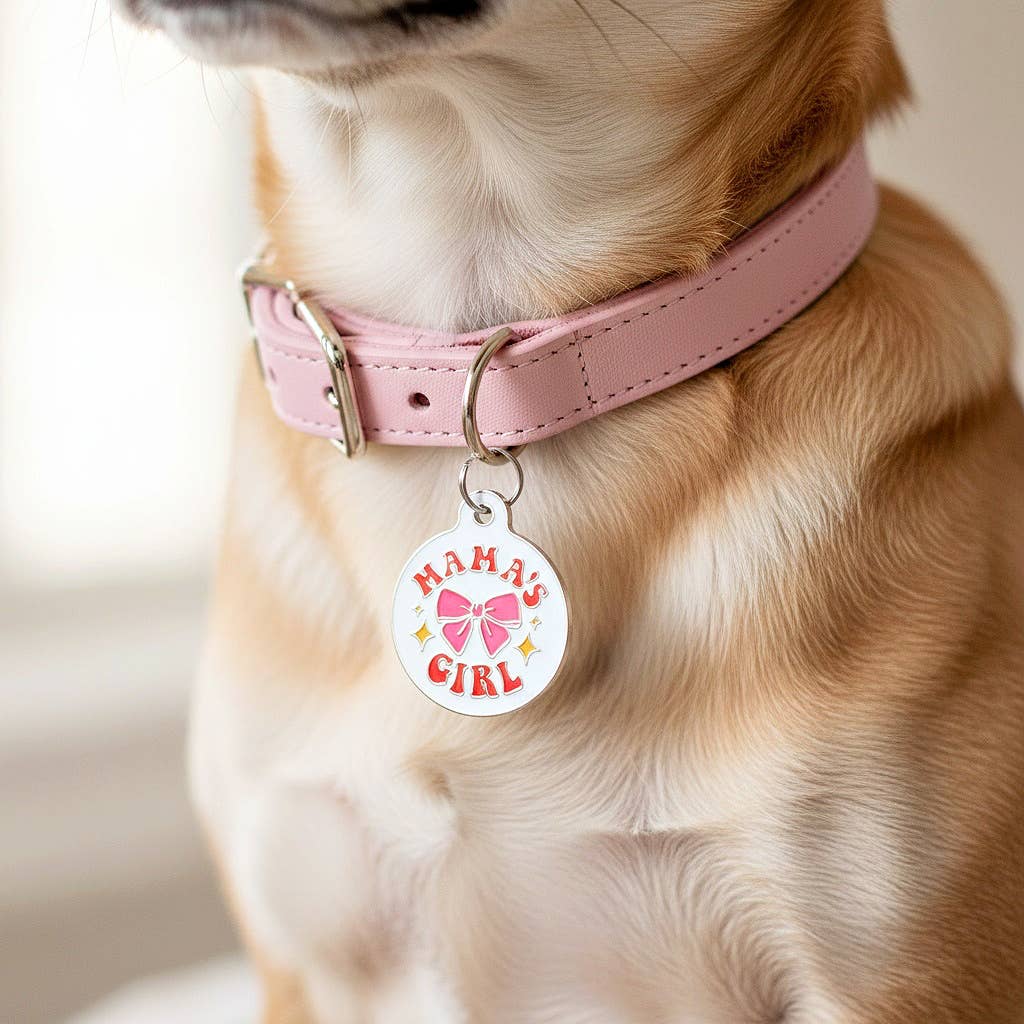 Dog Collar ID Tag w/ Personalized QR Code - Mama's Girl
