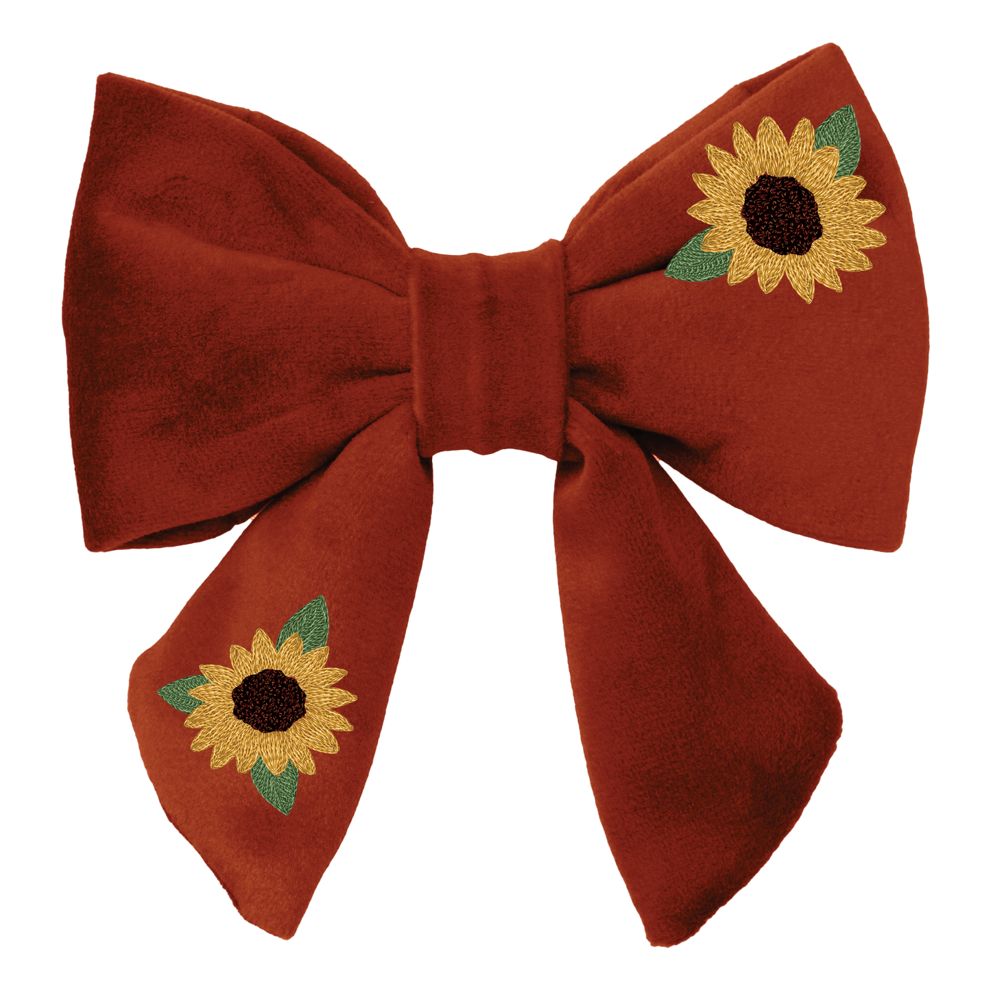 Sunflower Embroidered Lady Dog Bow