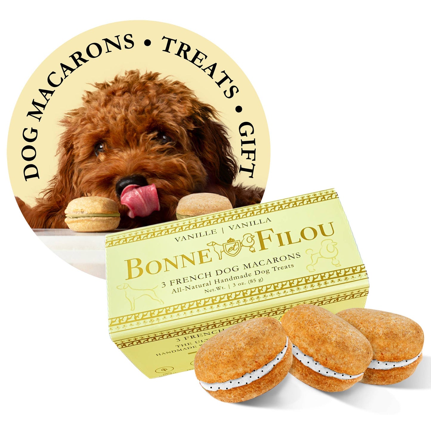 Bonne et Filou Dog Macarons | Vanilla