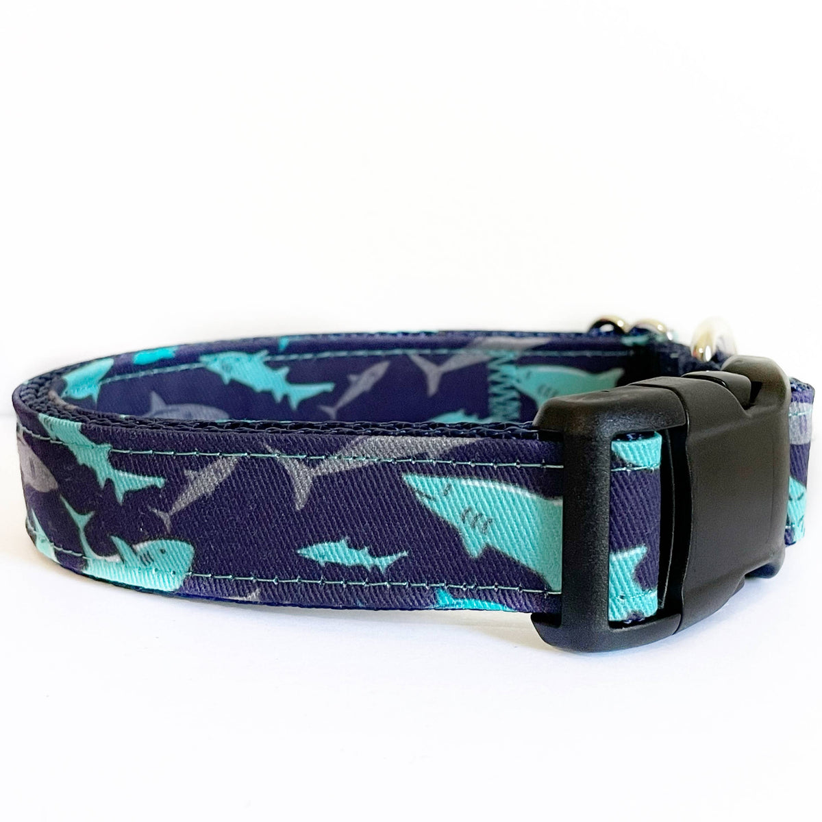 The Shark Attack Navy Shark Dog Collar
