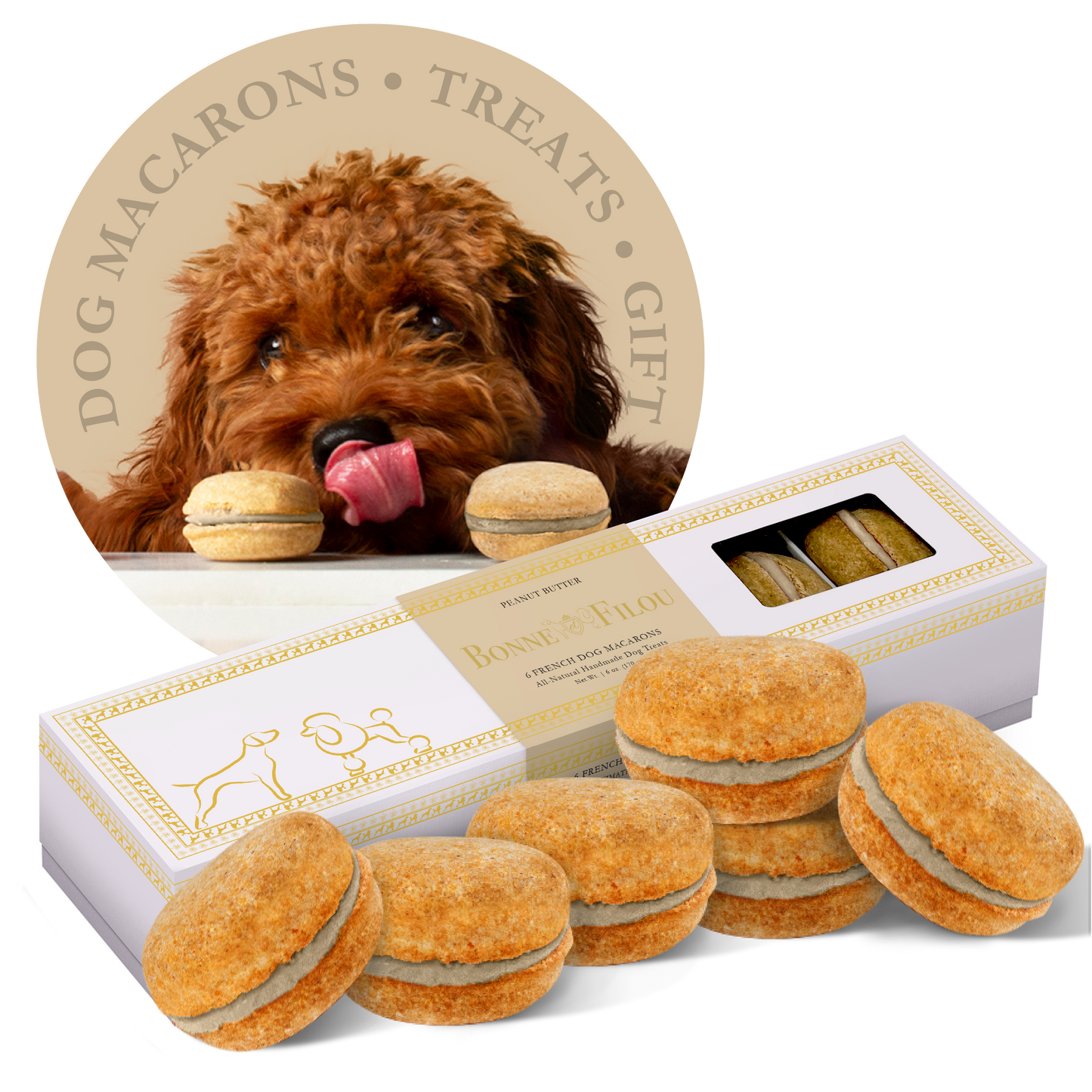 Bonne et Filou Dog Macarons | Crème Brûlée