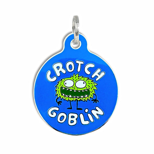 Dog ID Tag with Personalized QR Code - Crotch Goblin