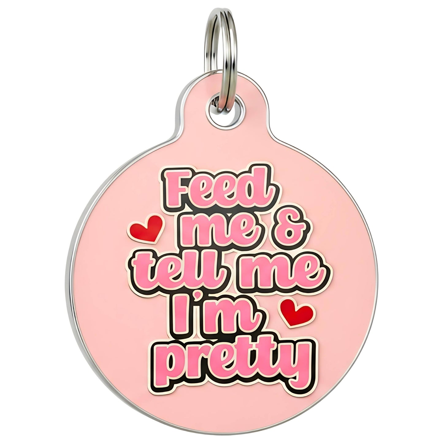 Cute Pet ID Tag & Dog Collar Charm - Tell Me I'm Pretty: Engraved QR Code / Small 1"