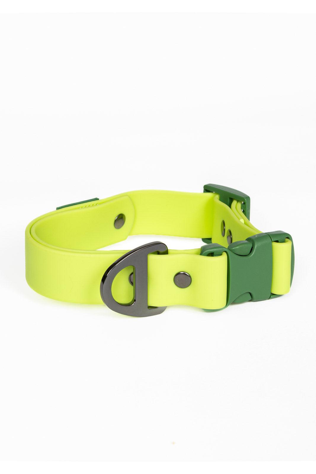 Mossy Pine Waterproof Dog Collar: Chartreuse / Willow Green / 17 - 20