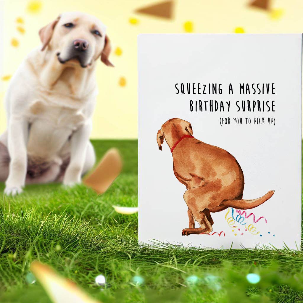 Squeezing a Massive Birthday Surprise (for you to pick up) Card