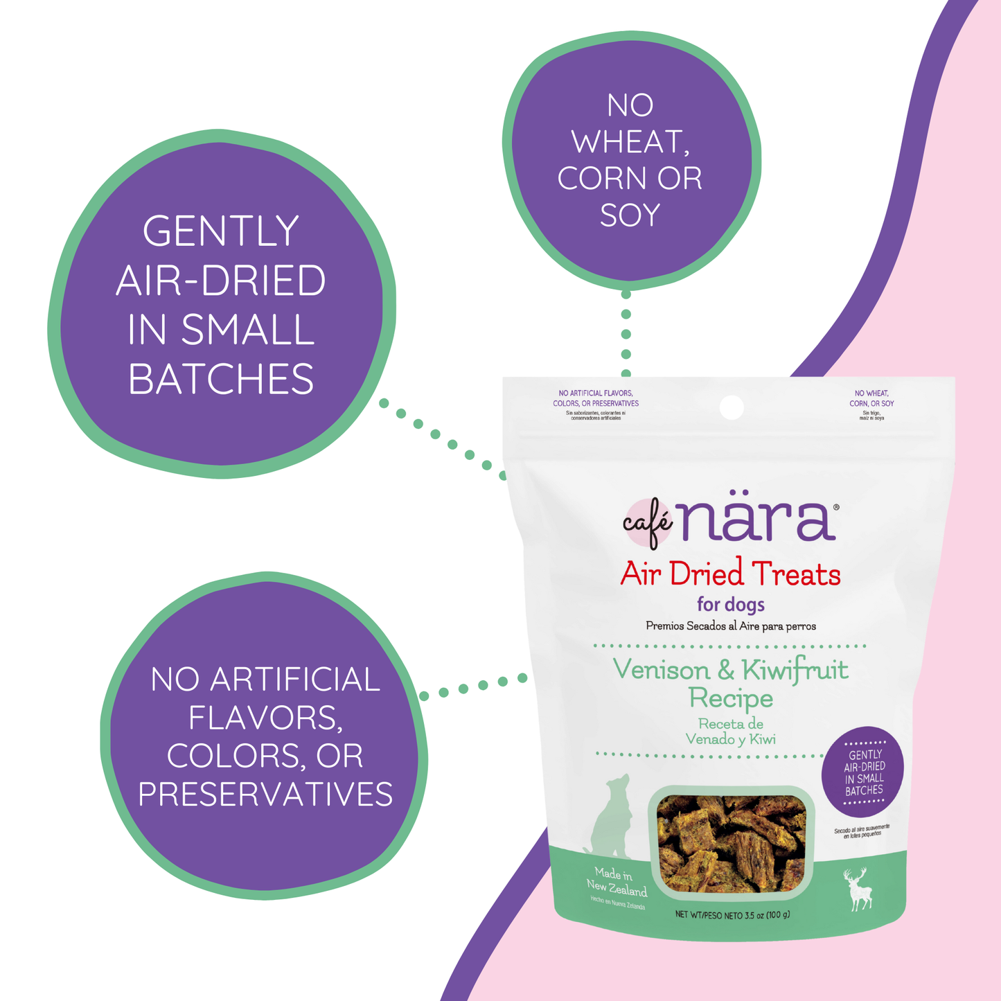 Café Nara Venison & Kiwifruit Air Dried Dog Treats
