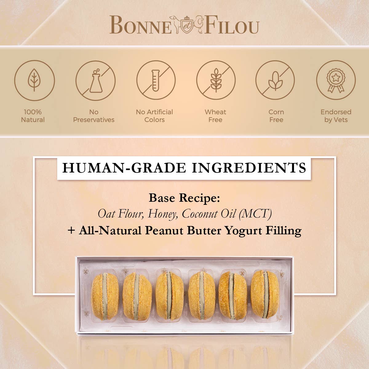 Bonne et Filou Dog Macarons | Peanut Butter