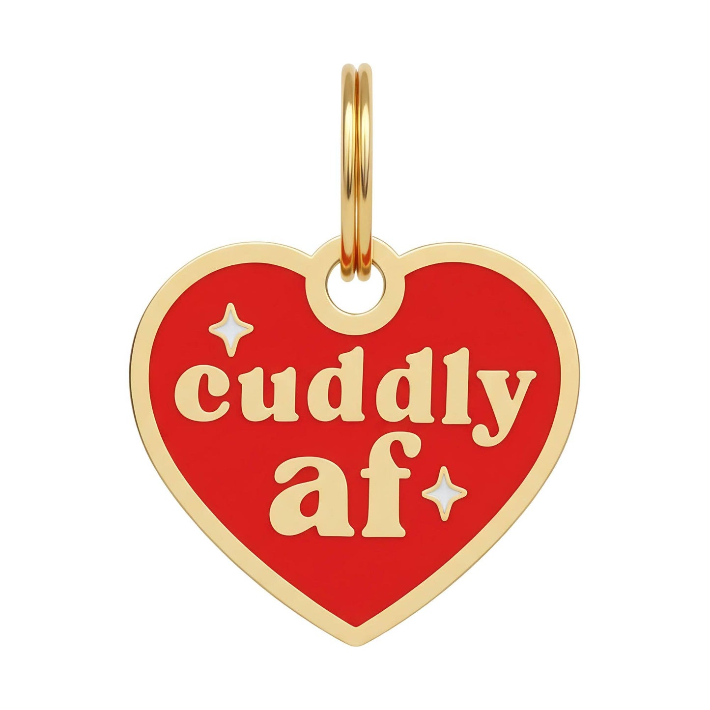 Funny Dog Charm & Pet ID Tag- Cuddly AF : Large / Engraved QR Code