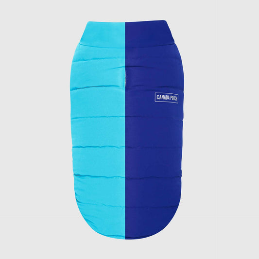 Reversible Puffer Vest- Dog Coat: Blue/Teal