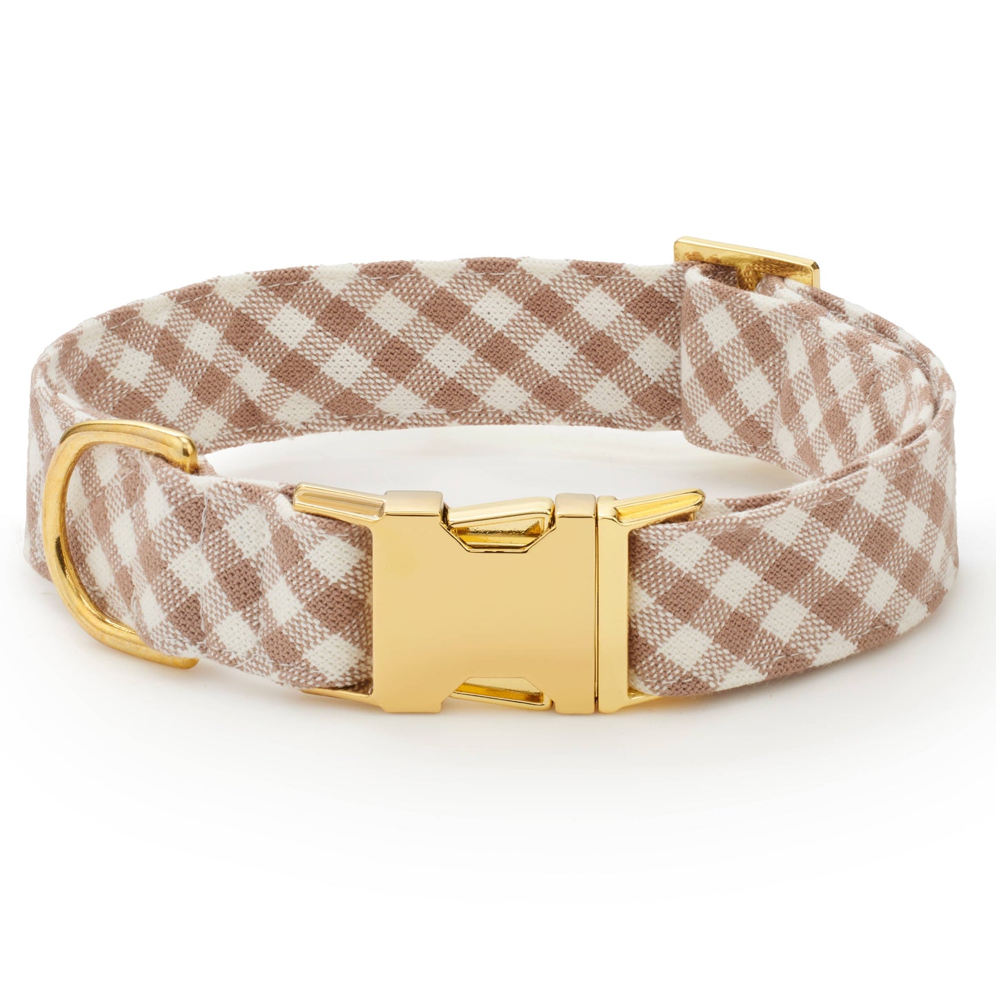 Mushroom Brown Gingham Dog Collar