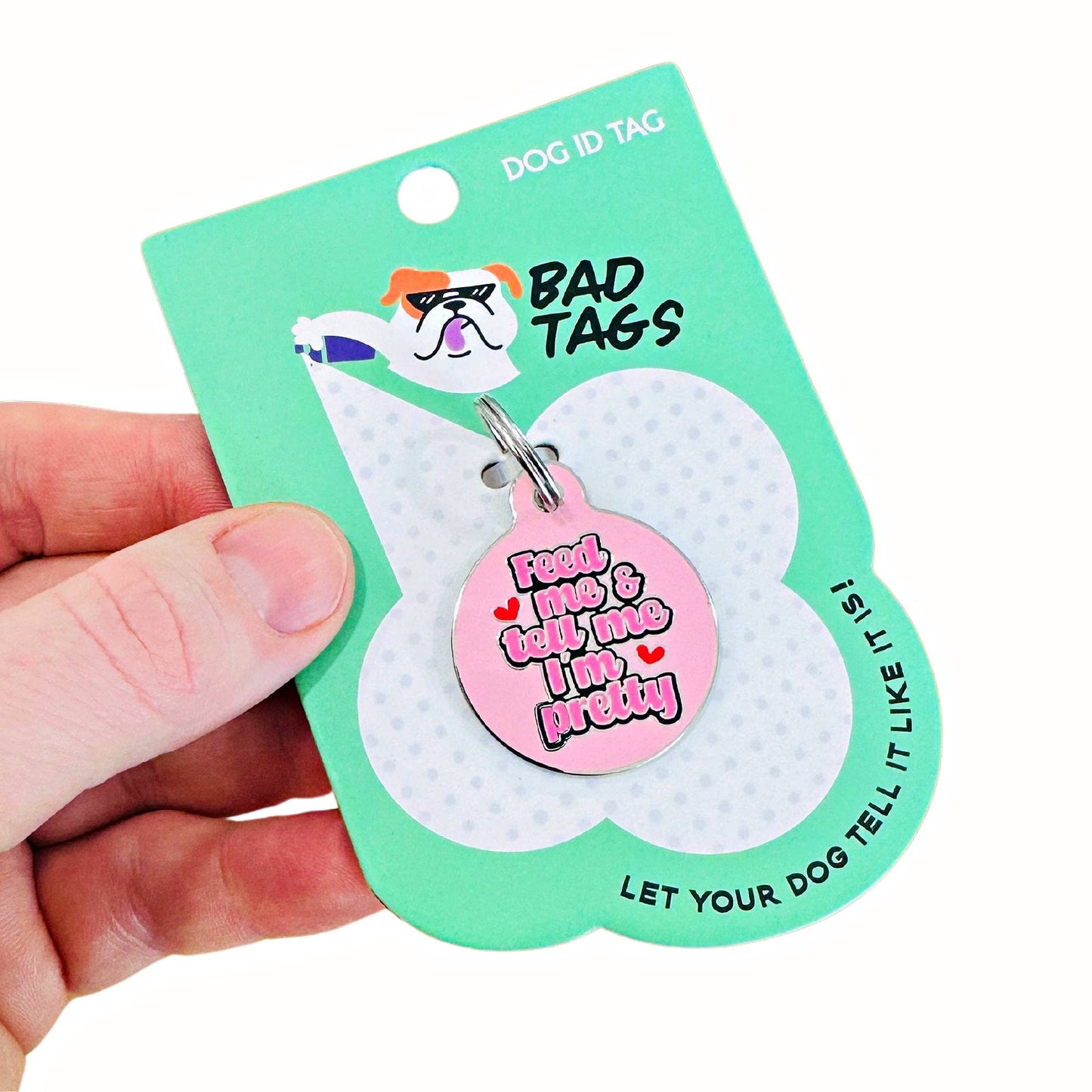 Cute Pet ID Tag & Dog Collar Charm - Tell Me I'm Pretty: Engraved QR Code / Small 1"