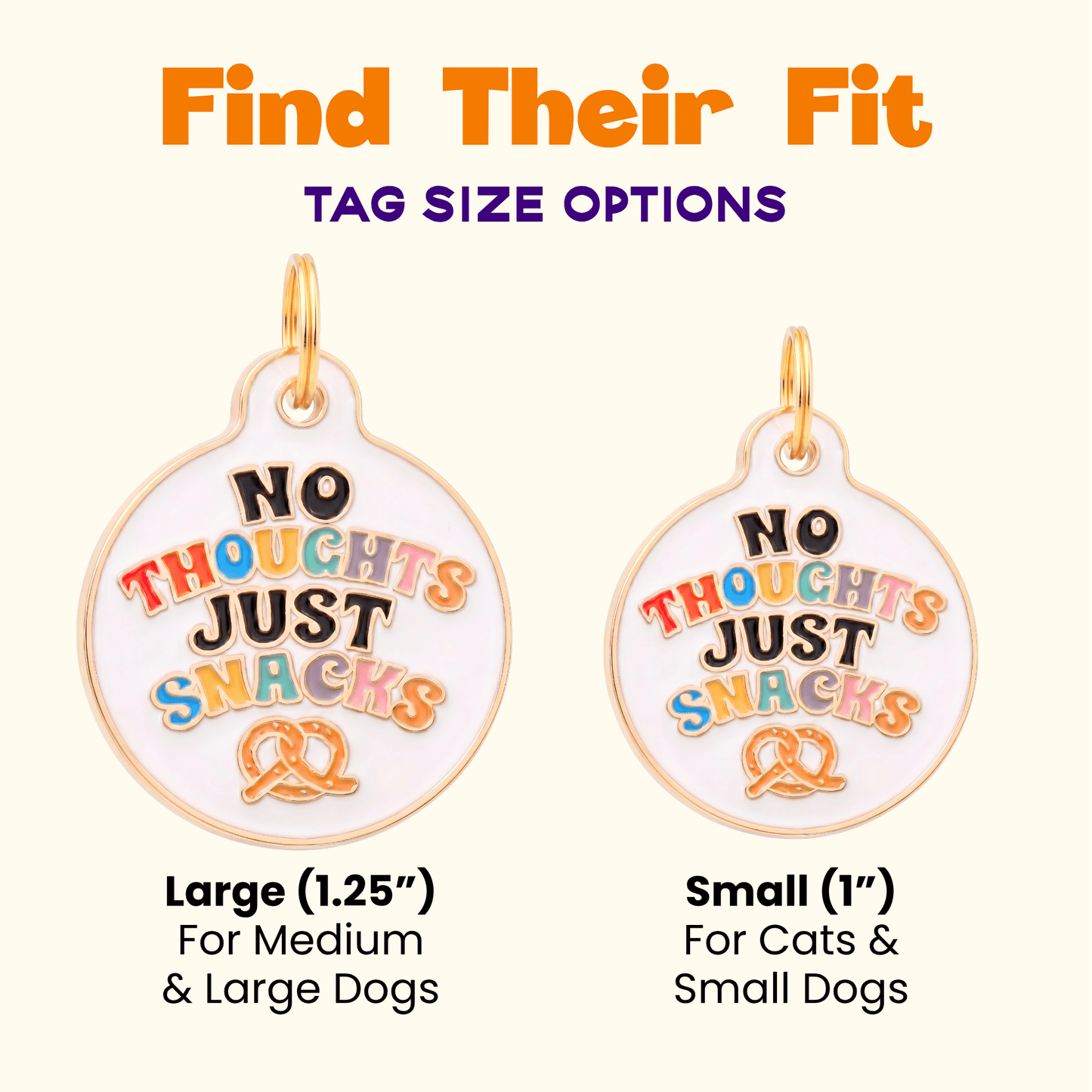 Dog Collar Charm or Pet ID Tag - No Thoughts Just Snacks: Small / Digital ID