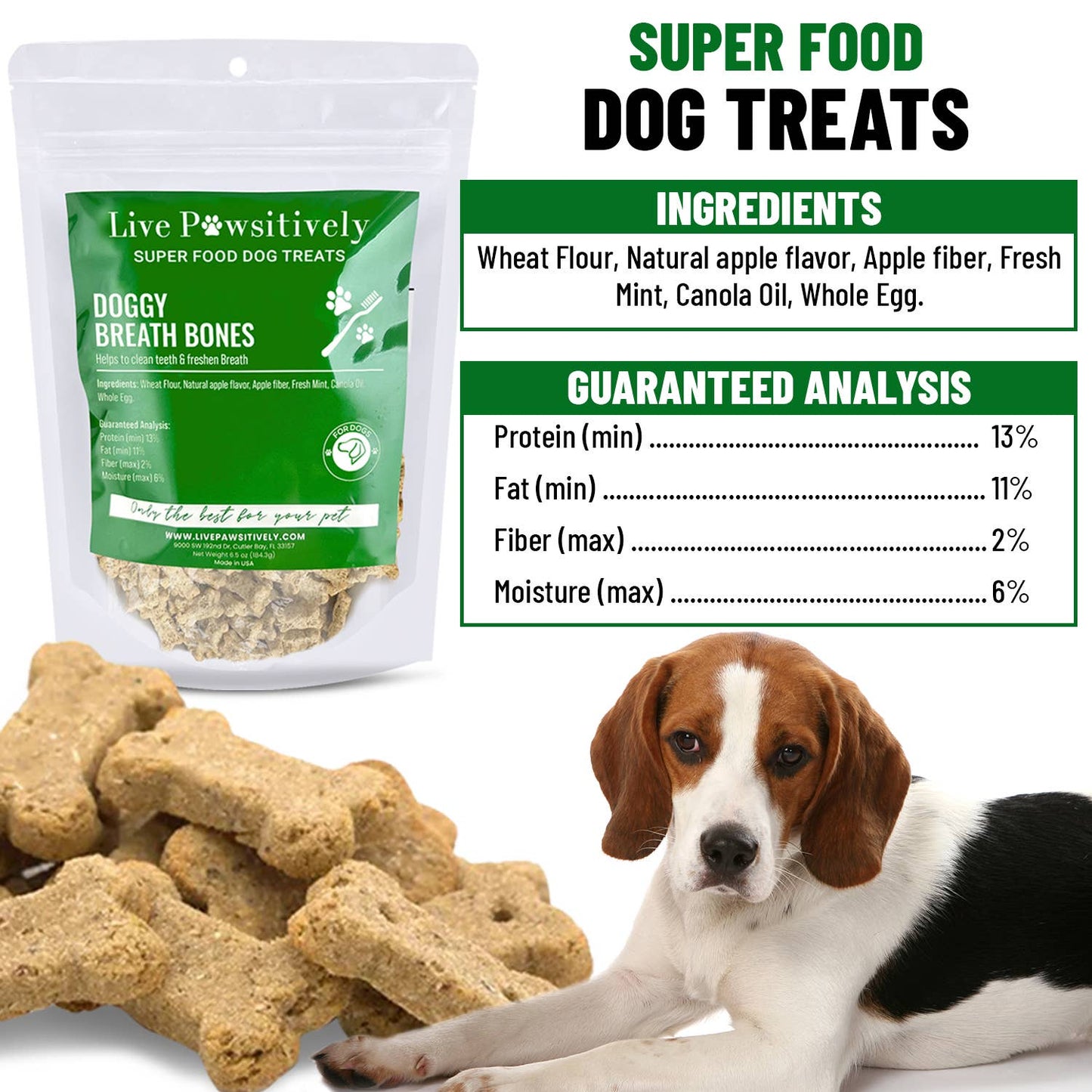 Doggy Breath Bones, Dog treats for better Breath