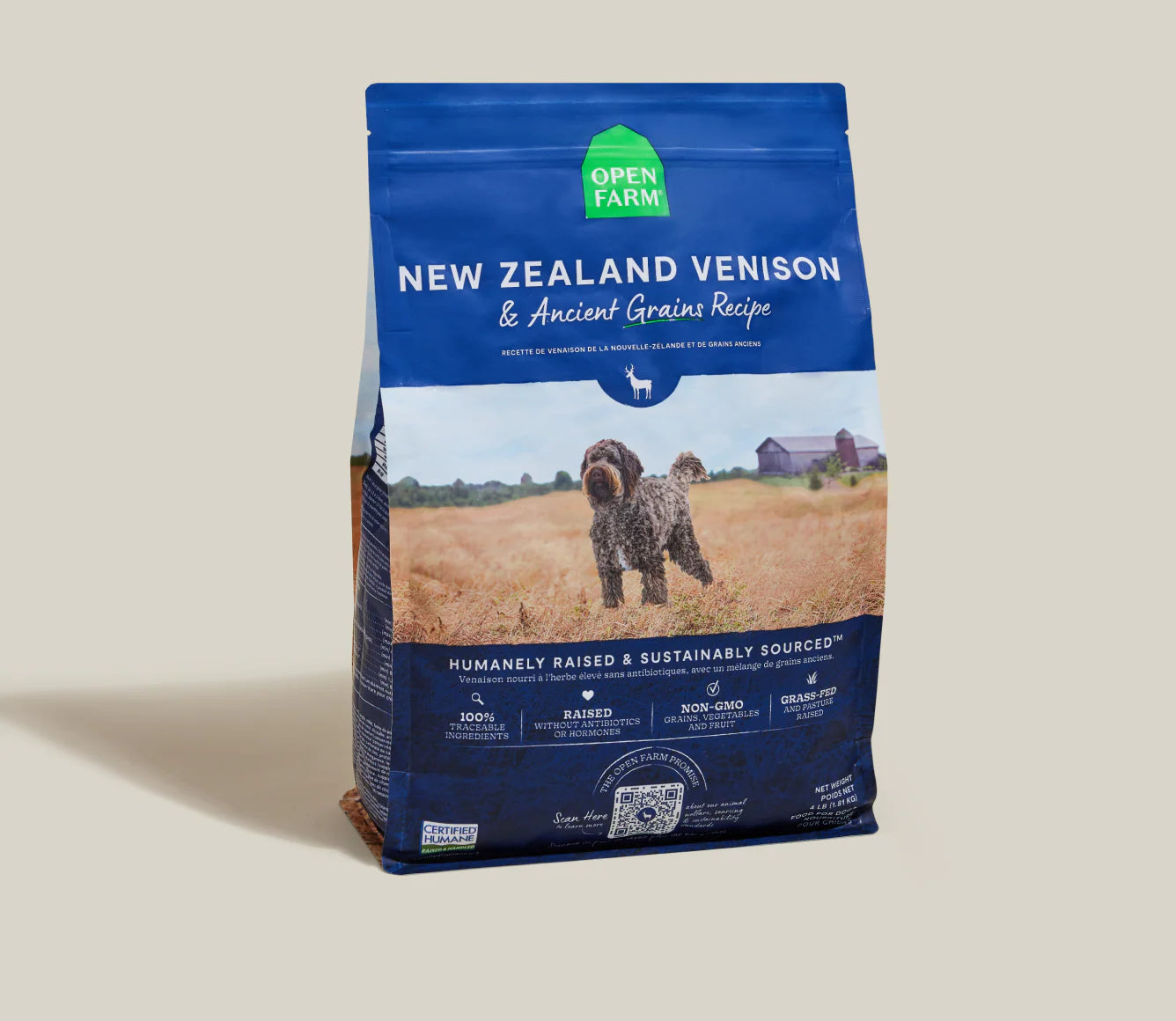 Open Farm New Zealand Venison & Ancient Grains Dog Kibble  22 lb