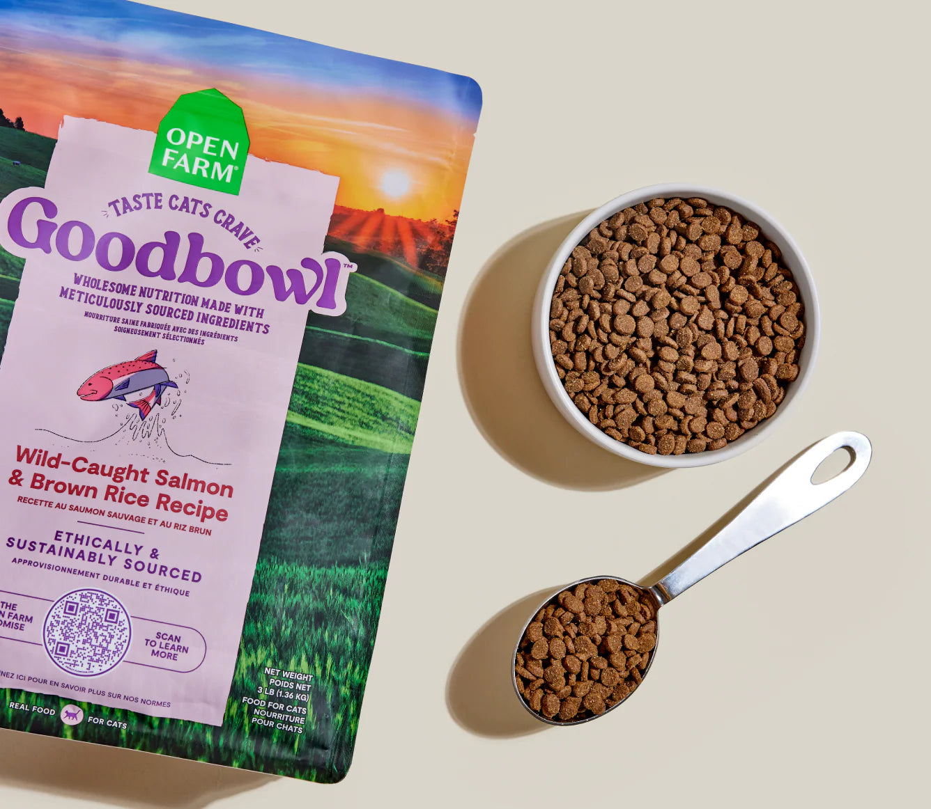 Goodbowl™ Wild-Caught Salmon & Brown Rice Cat Kibble 3LB