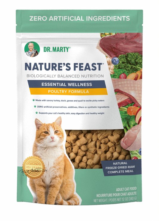 Dr. Marty Nature's Feast Essential Wellness Poultry Freeze Dried Raw Cat Food, 12-oz bag