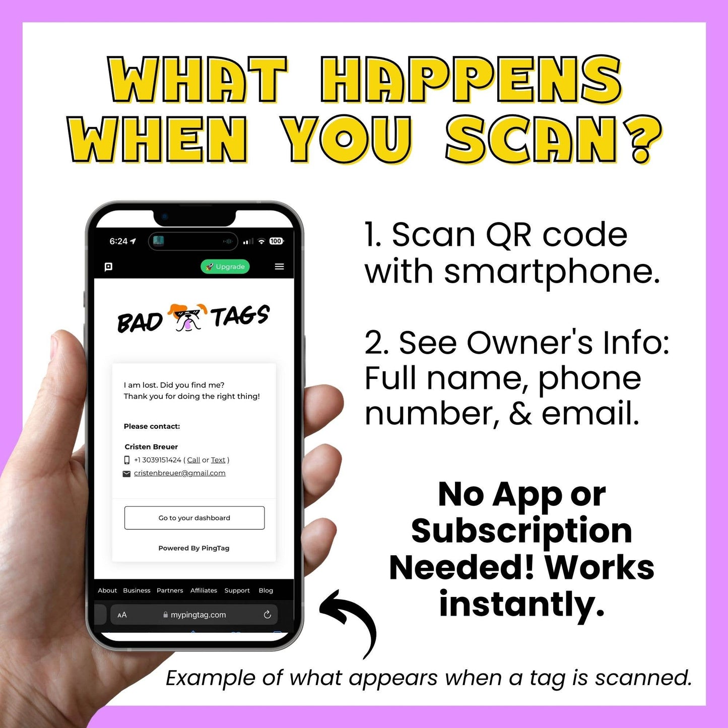 Dog Tag with Scannable QR Code - Fck Those Squirrels
