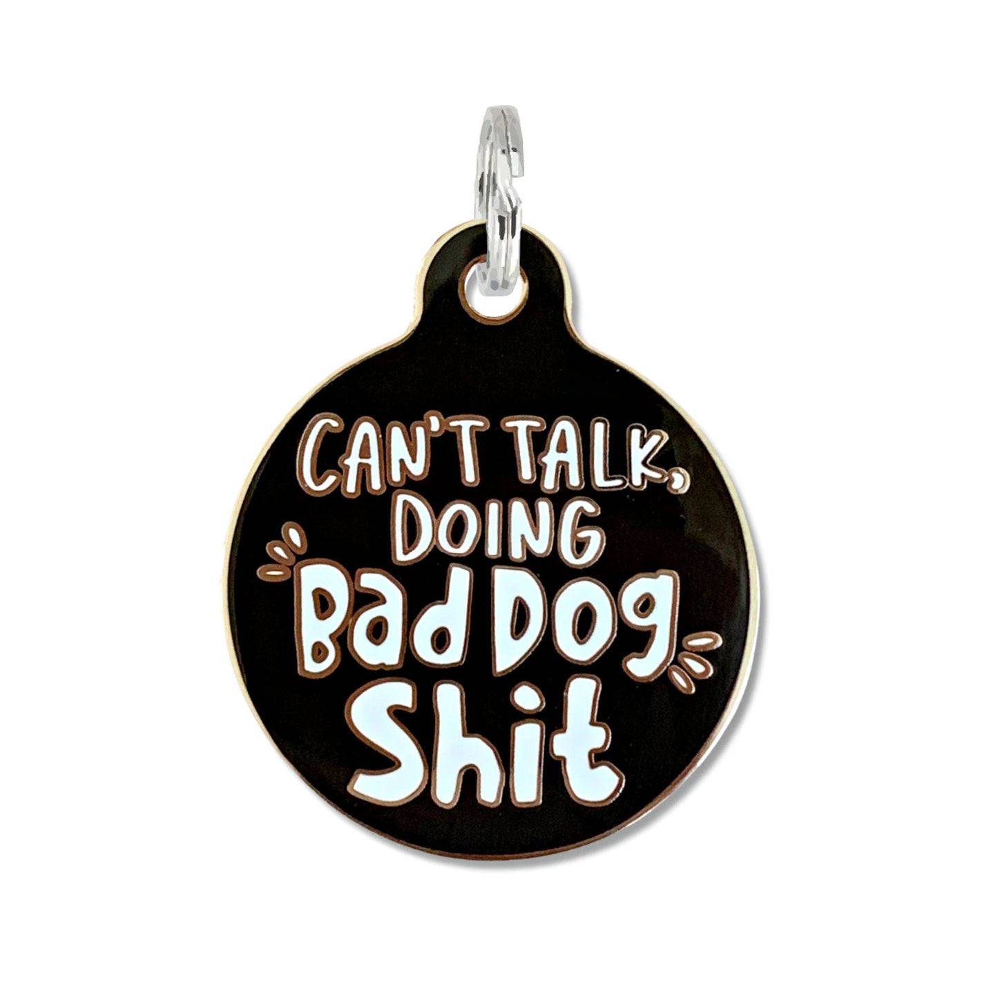 Pet ID Tag w/ Scannable Code - Bad Dog Shit