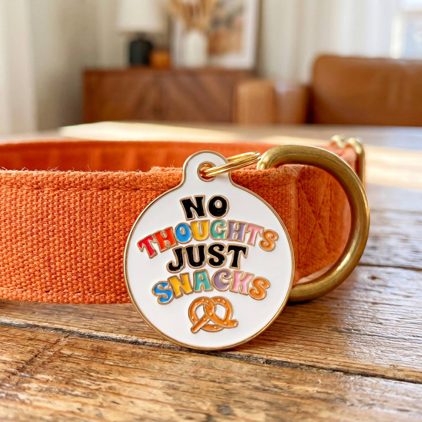 Dog Collar Charm or Pet ID Tag - No Thoughts Just Snacks: Small / Digital ID