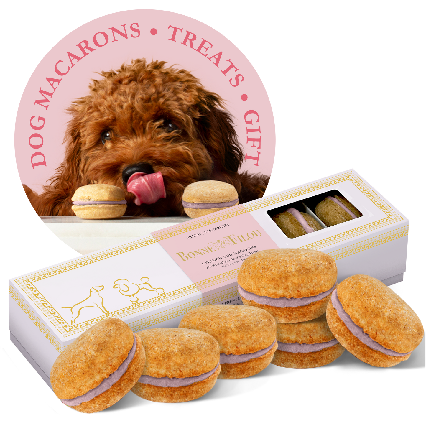 Bonne et Filou Dog Macarons | Birthday Cake