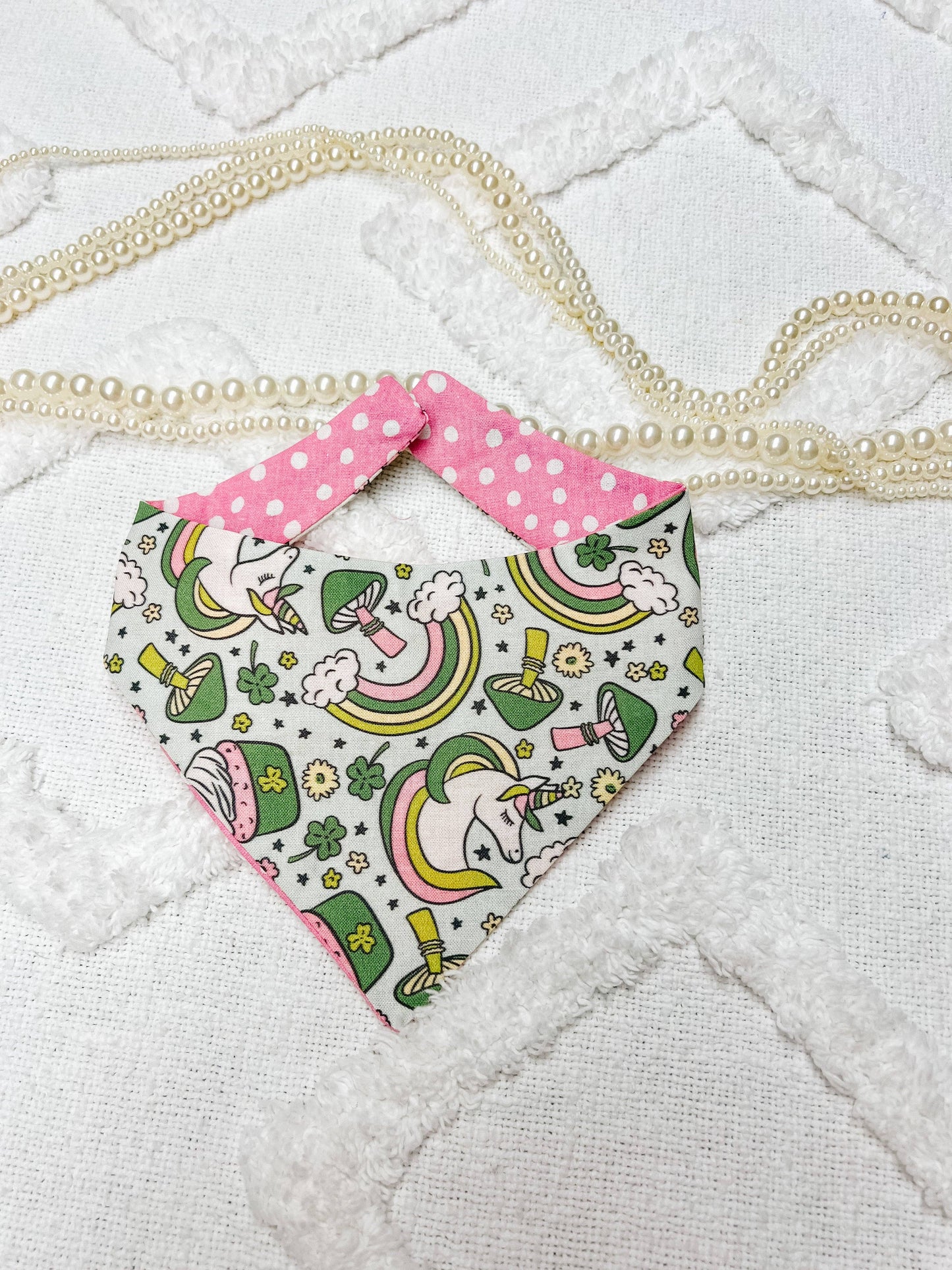 Unicorn Magic Cotton Curved Neck Dog Bandana, Reversible