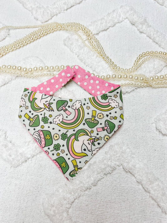 Unicorn Magic Cotton Curved Neck Dog Bandana, Reversible