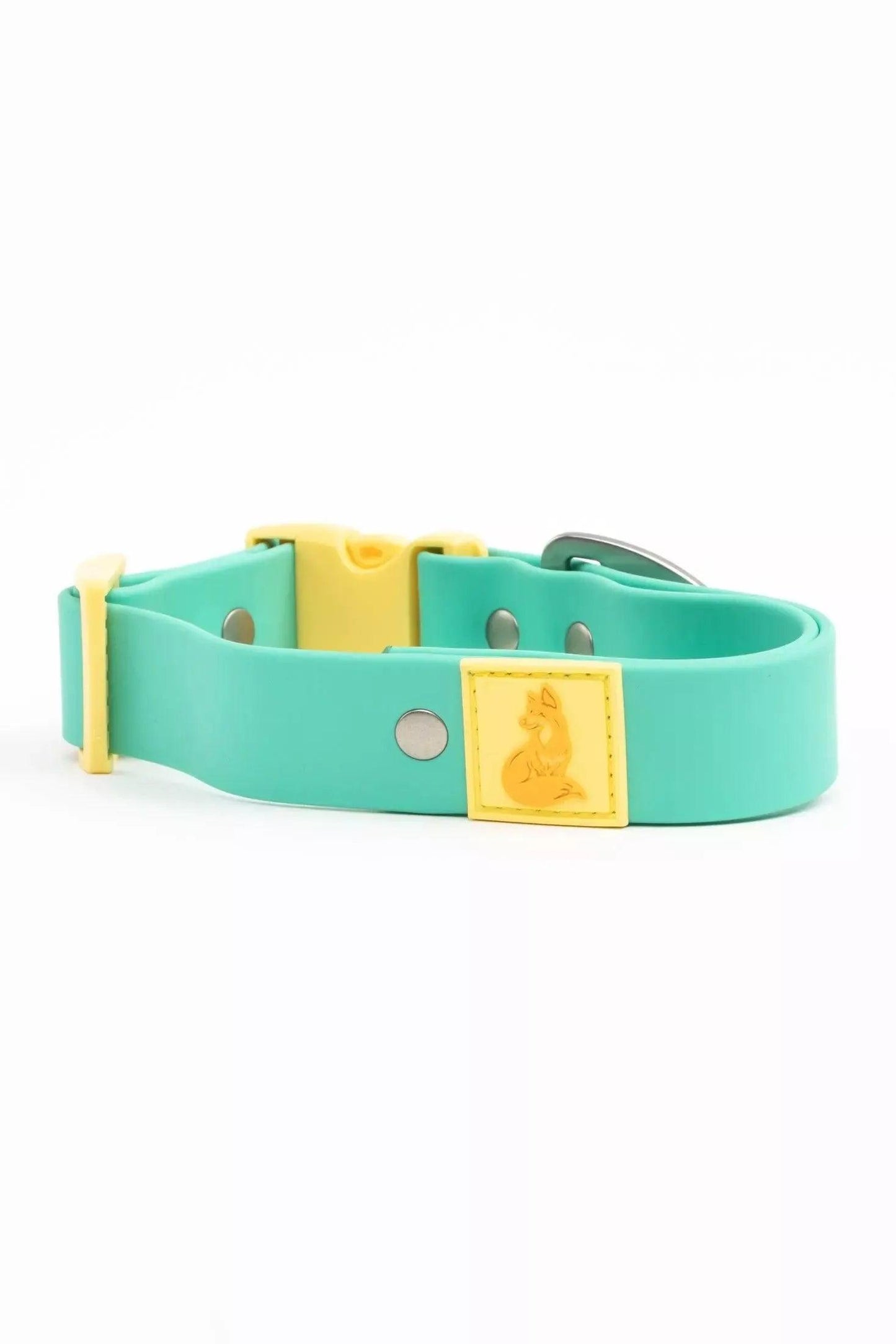 Island Vibes Waterproof Dog Collar: Aqua / Sunshine Yellow / 11 - 13