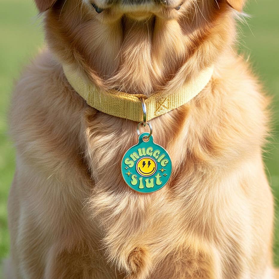 Dog ID Tag with Personalized QR Code - Snuggle Slut