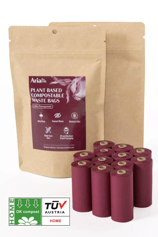 Plant Based Compostable Waste Bags: Pomegranate / 12 Rolls - 120 Bags