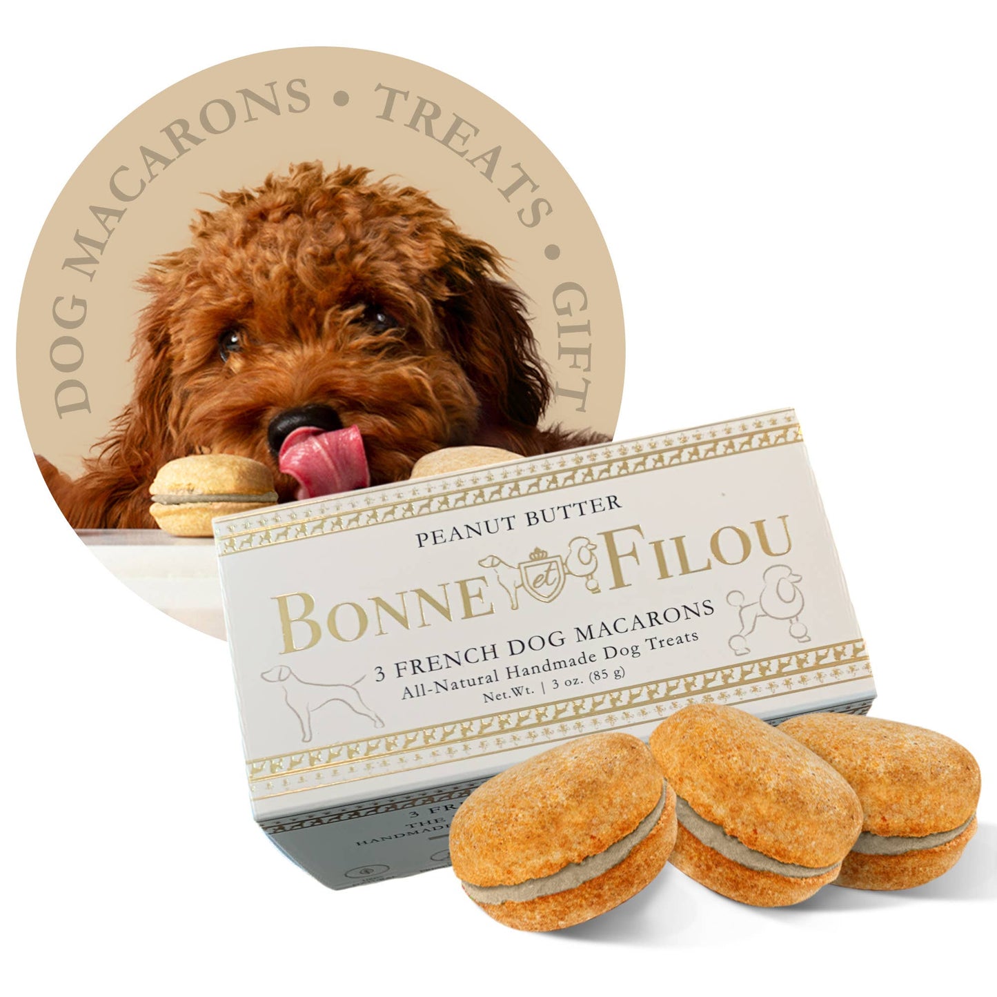 Bonne et Filou Dog Macarons | Peanut Butter