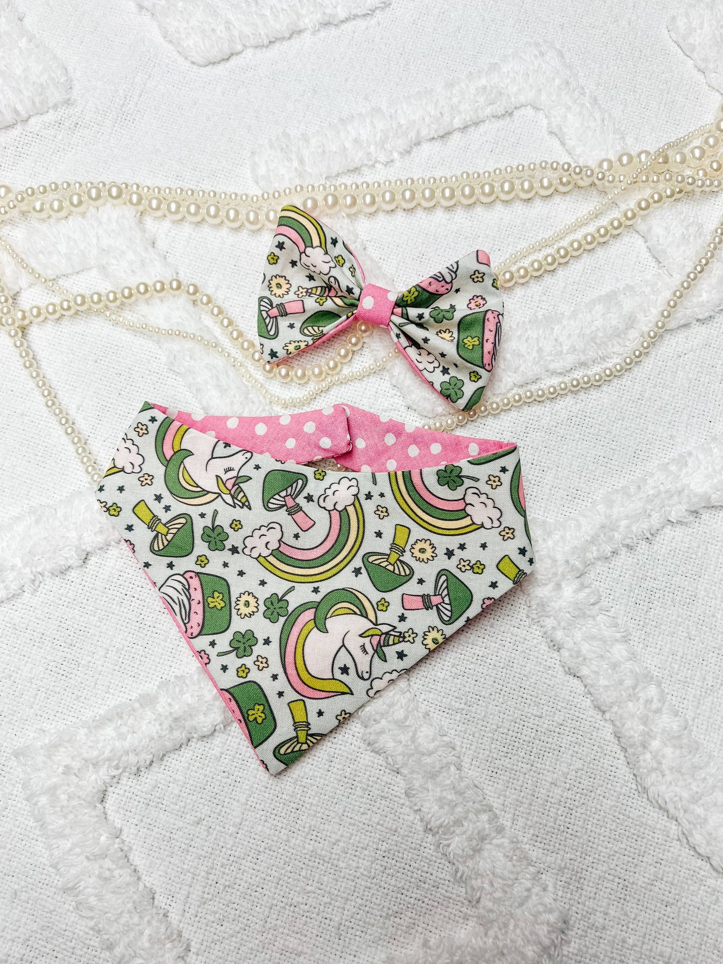 Unicorn Magic Cotton Curved Neck Dog Bandana, Reversible