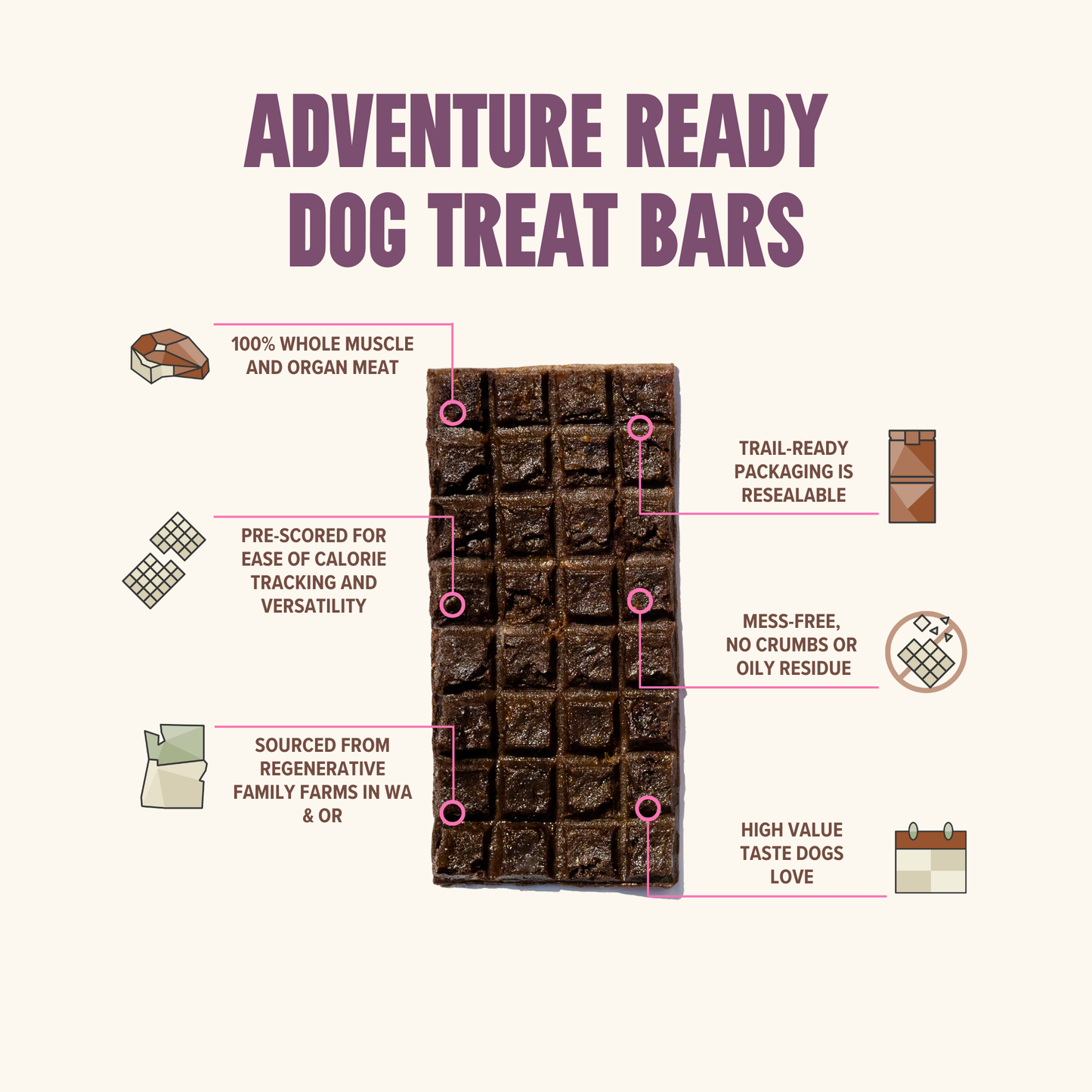 Bison Treat & Snack Bar for Active Dogs - Energy & Recovery