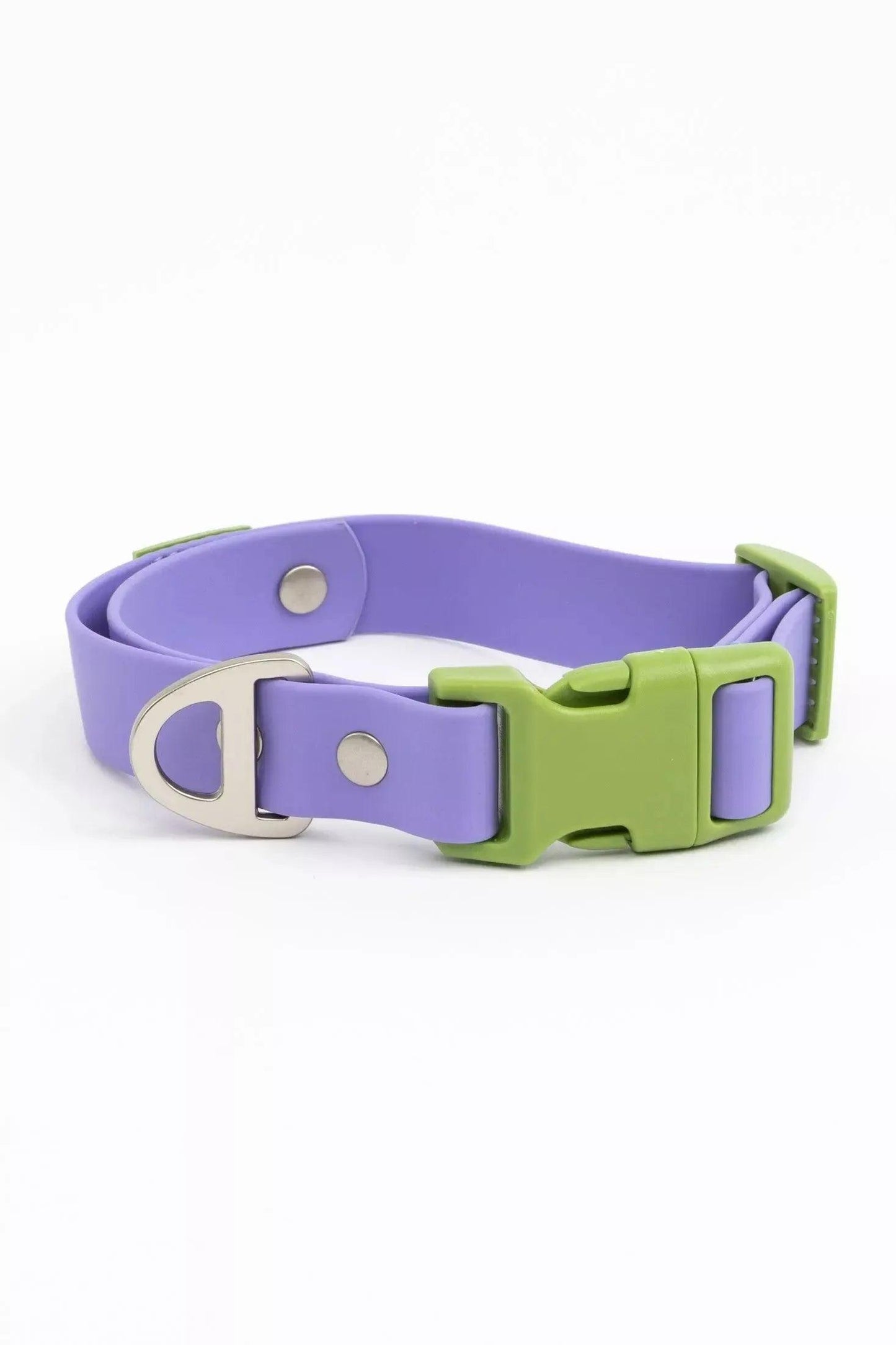 Lavender Garden Waterproof Dog Collar: Lavender / Meadow Green / 17 - 20
