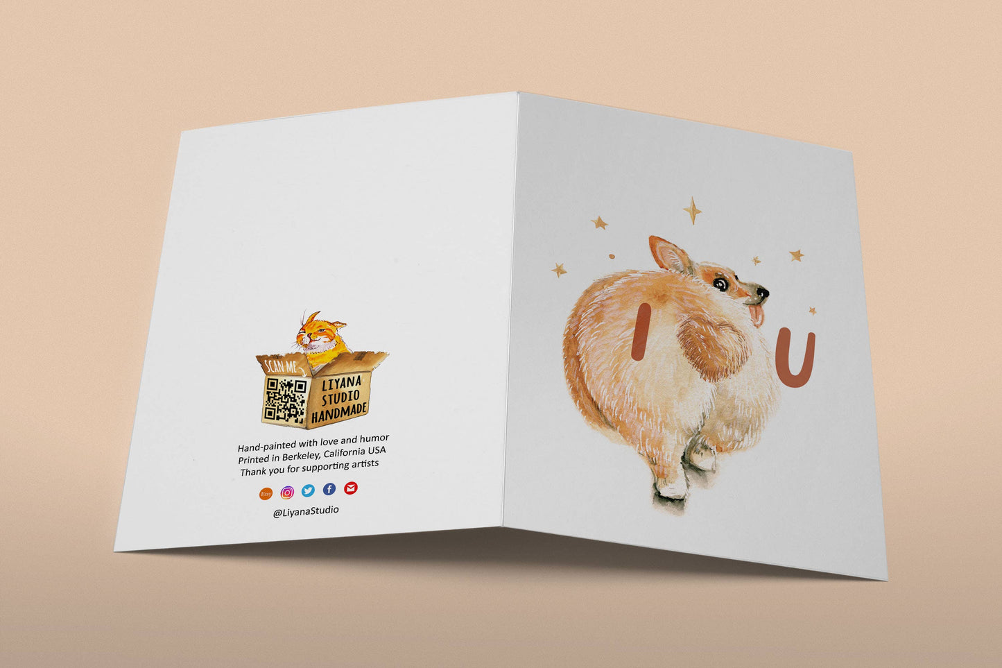 I Love You Corgi Butt Funny Card