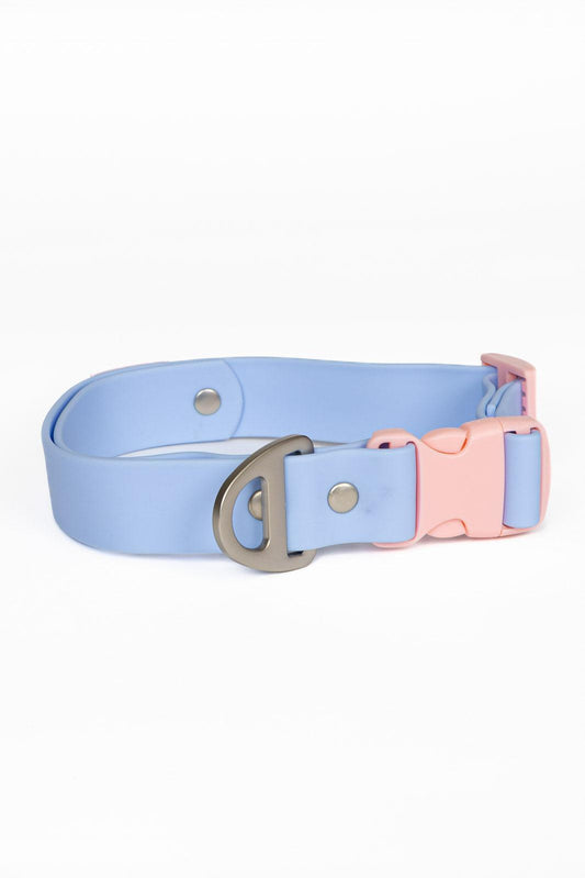 Blue Sky Orchid Waterproof Dog Collar: Periwinkle / Light Pink / 15 - 17