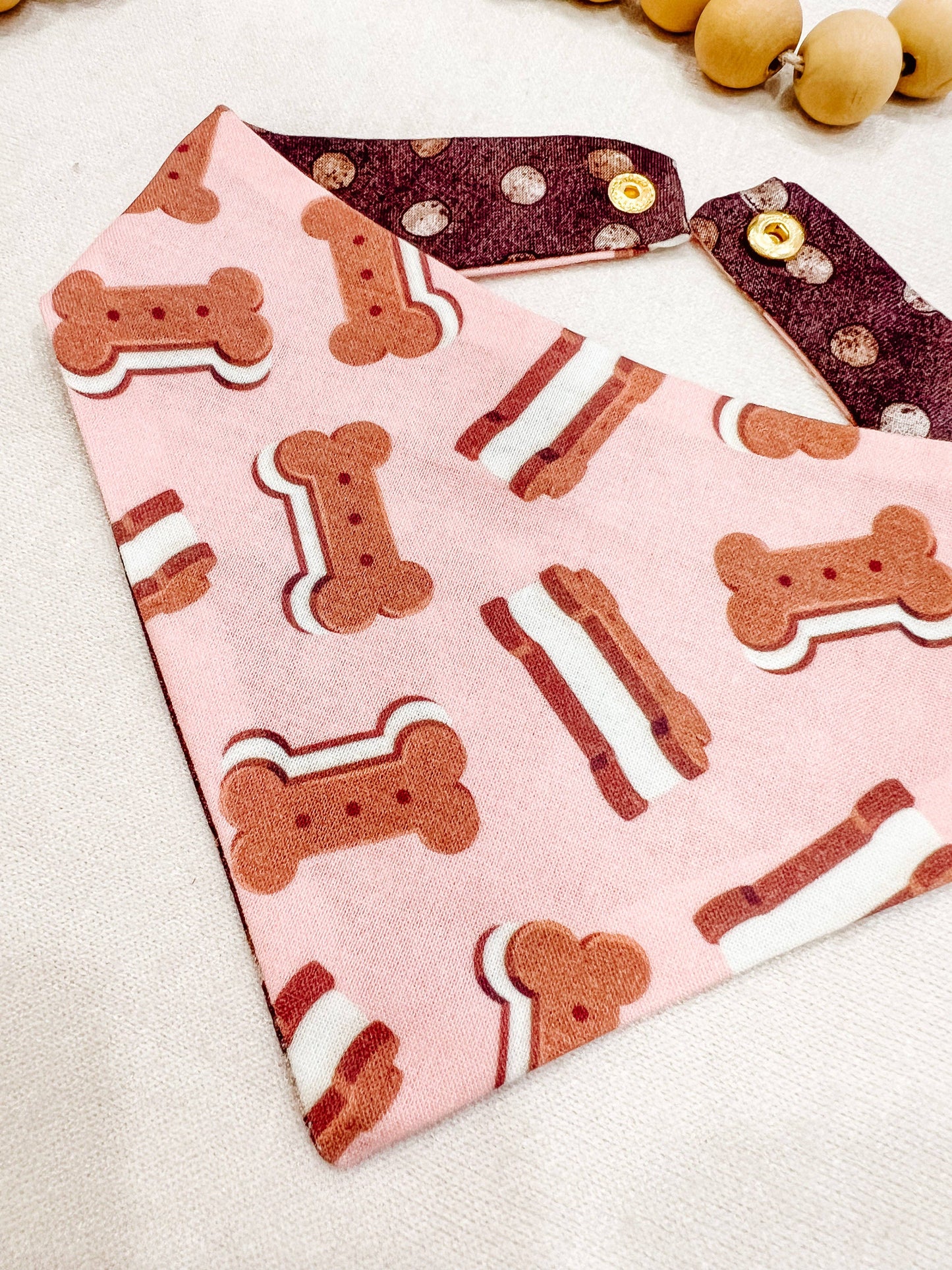 Pink Ice Cream Dog Bandana, Reversible Snap On Collar: L