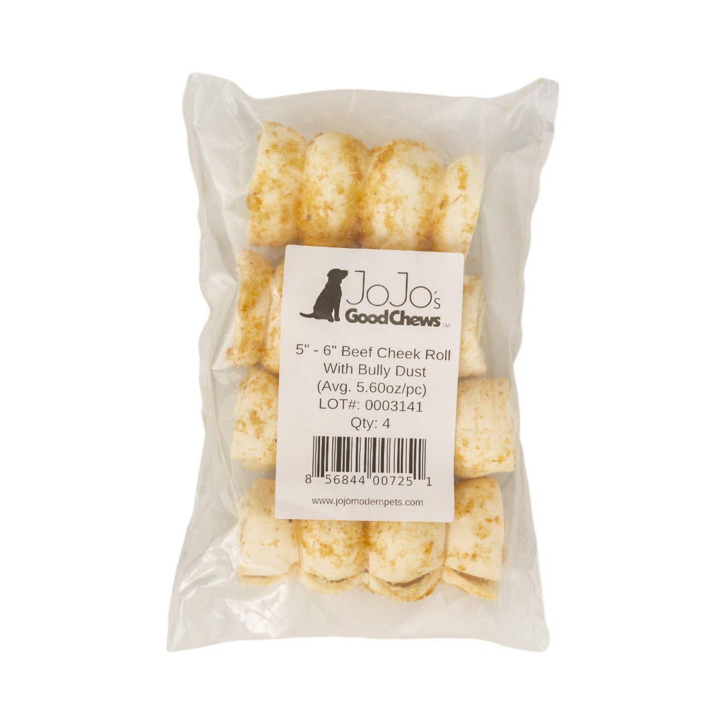 5"-6" Bully Dusted Beef Cheek Rolls Dog Chews (4/Bag)