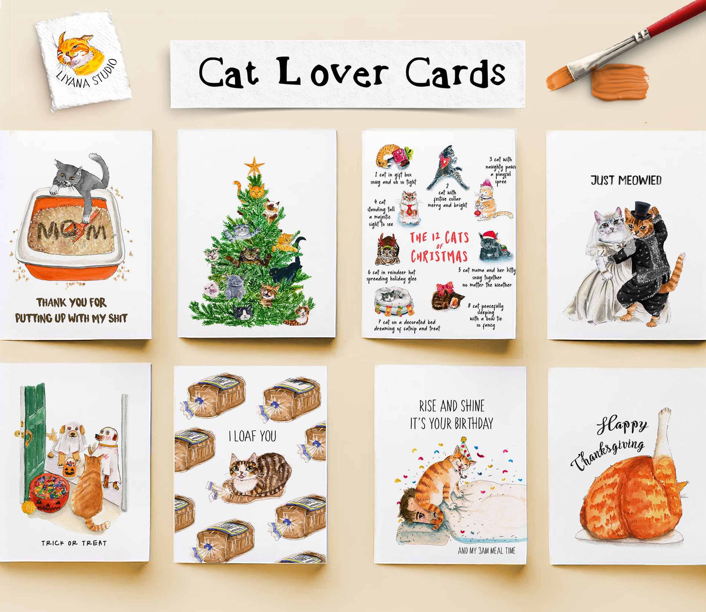 Birthday Blessings from The Pawpe Funny Cat Birthday Card