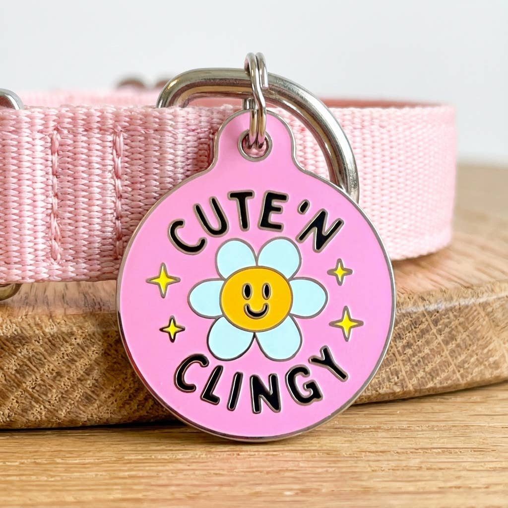 Dog ID Tag w/QR Code - Cute N Clingy Pink