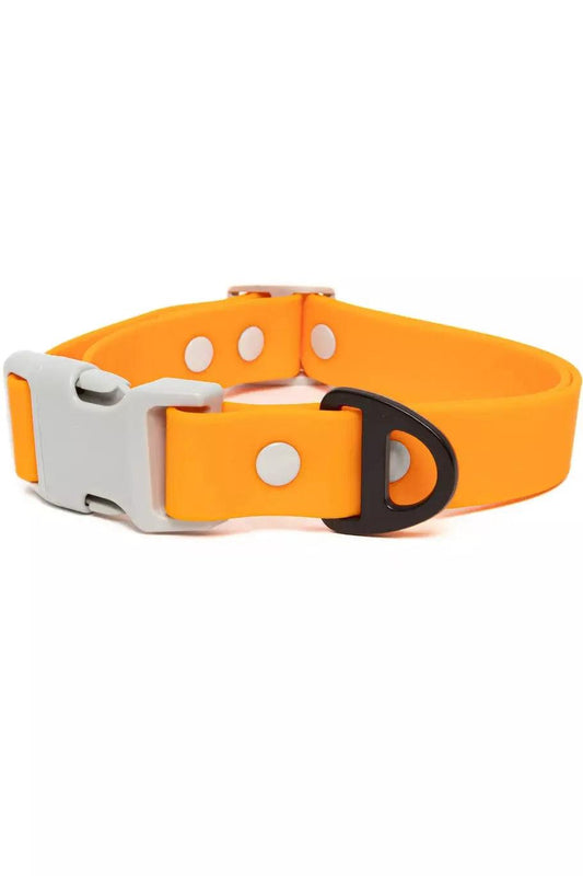 Crimson Glow Waterproof Dog Collar: Bright Orange / Gray / 21 - 28