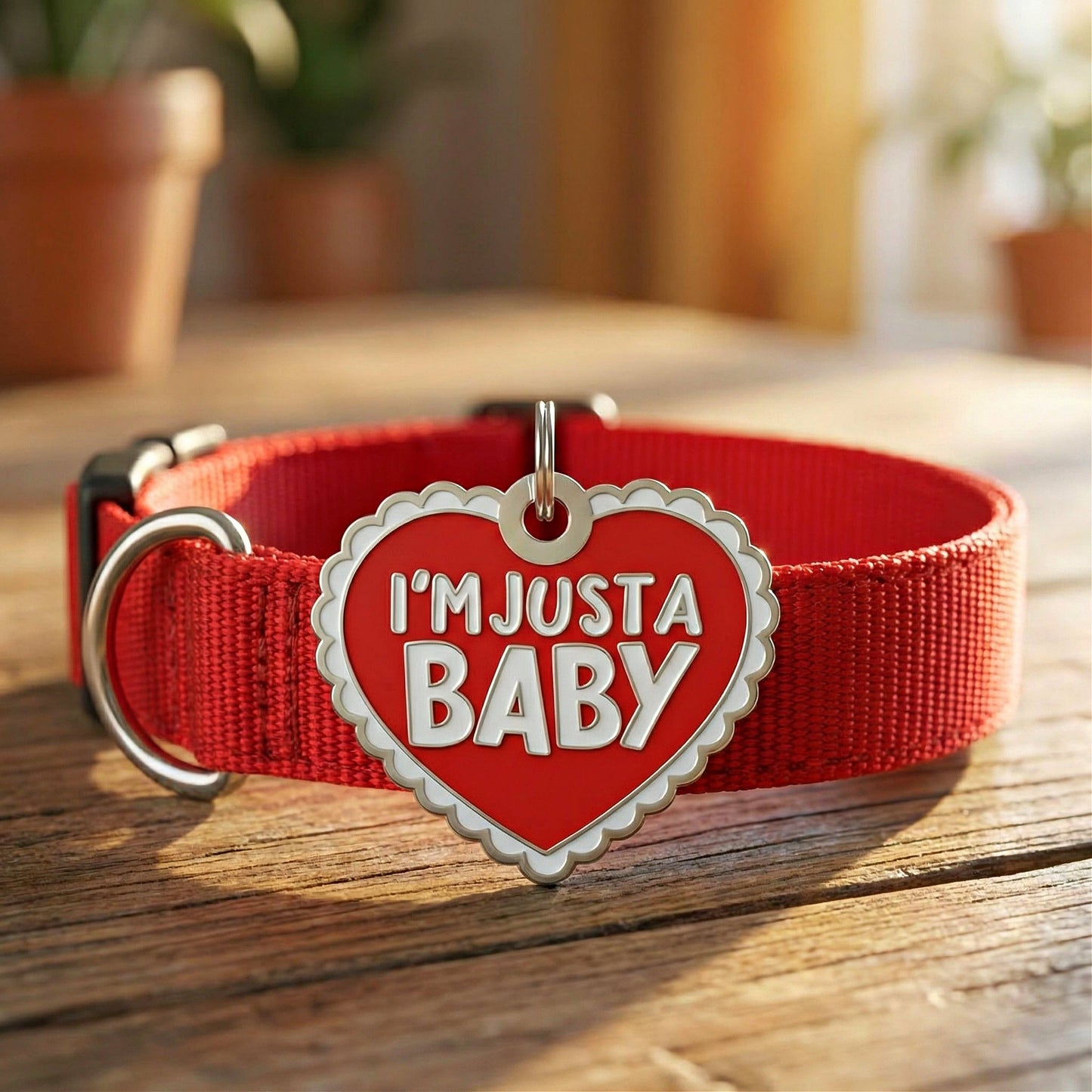 Cute Dog Charm & Pet ID Tag - I'm Just a Baby: XL / Engraved QR Code