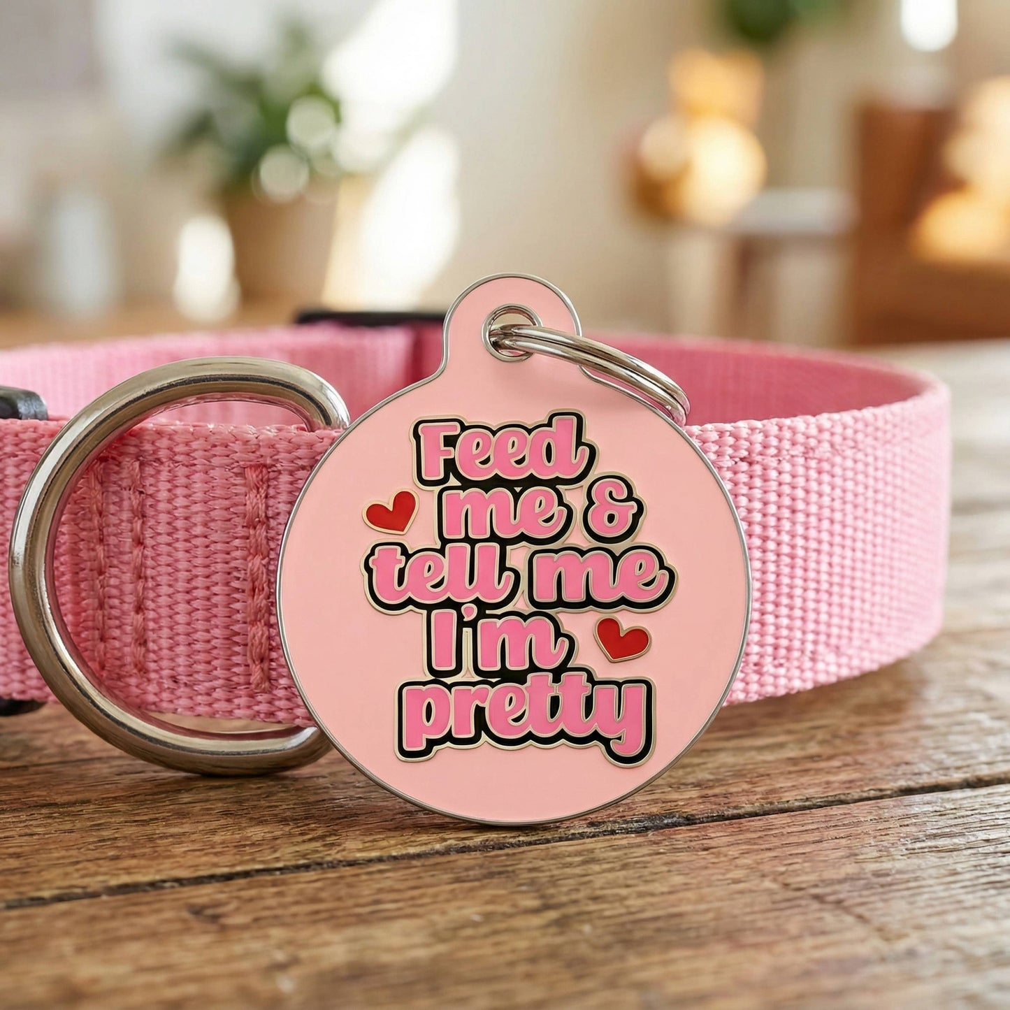 Cute Pet ID Tag & Dog Collar Charm - Tell Me I'm Pretty: Engraved QR Code / Small 1"