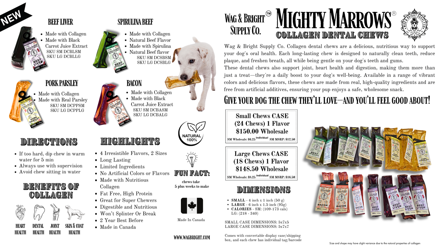 Mighty Marrows Collagen Dental Chew - Spirulina Beef