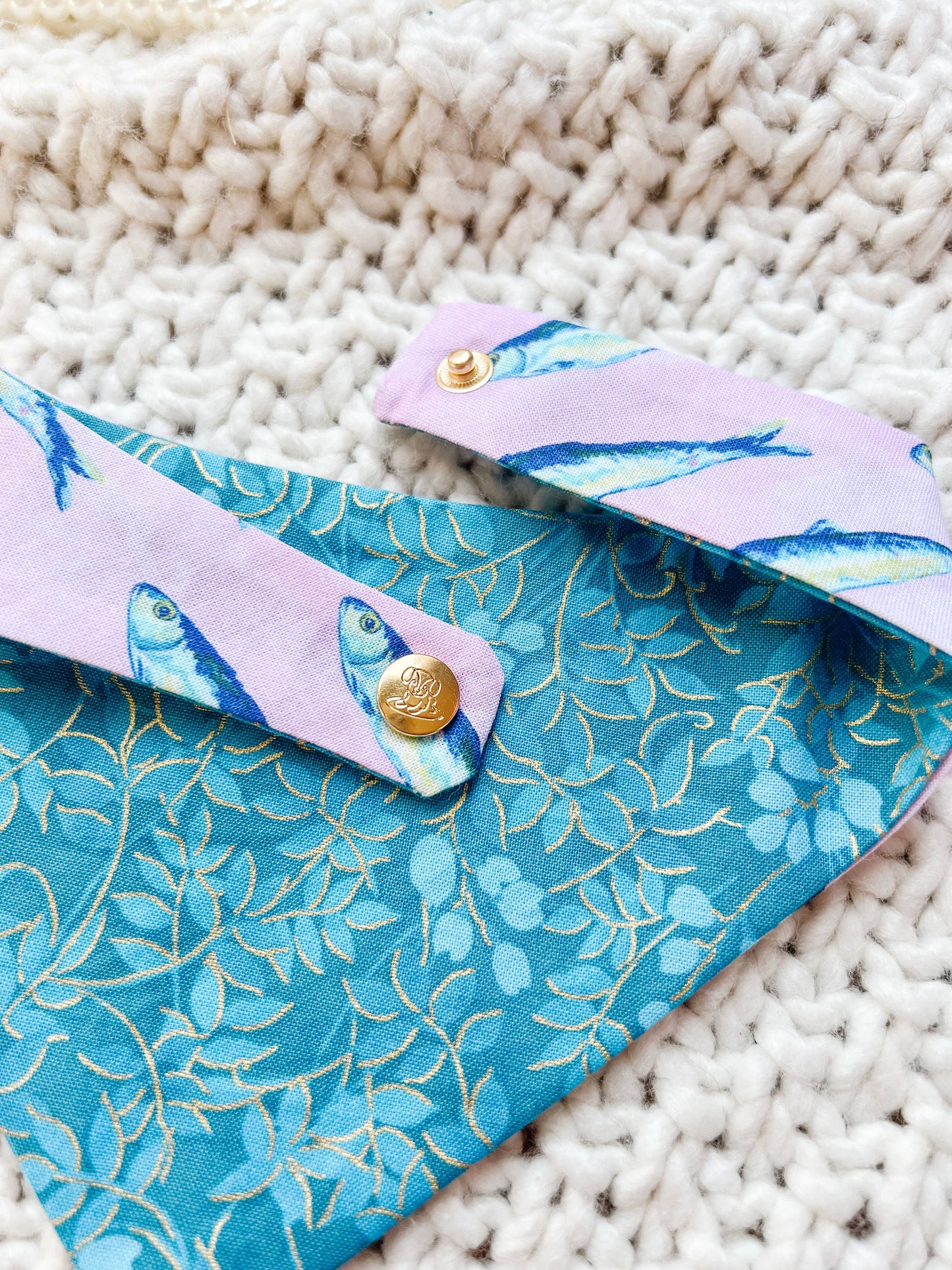 Summer Beach Snap-On Dog Reversible Bandana, Cotton : L