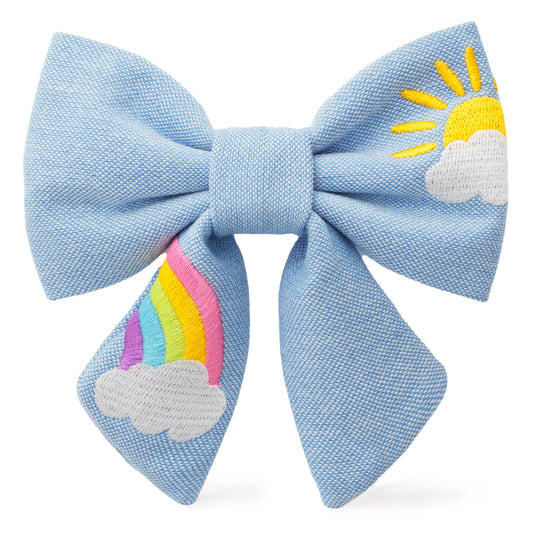 Sunshine and Rainbows Embroidered Bow