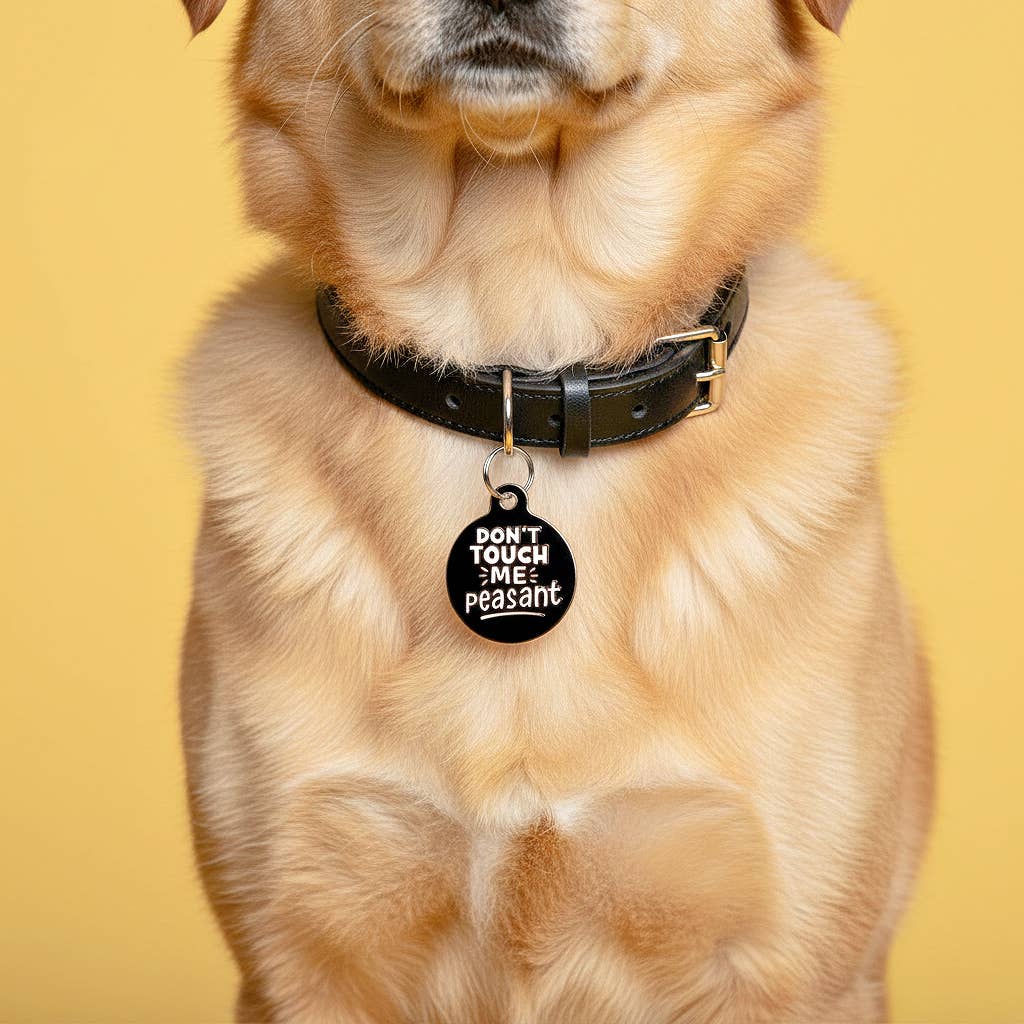 Dog ID Tag w/QR Code - Don't Touch Me Peasant