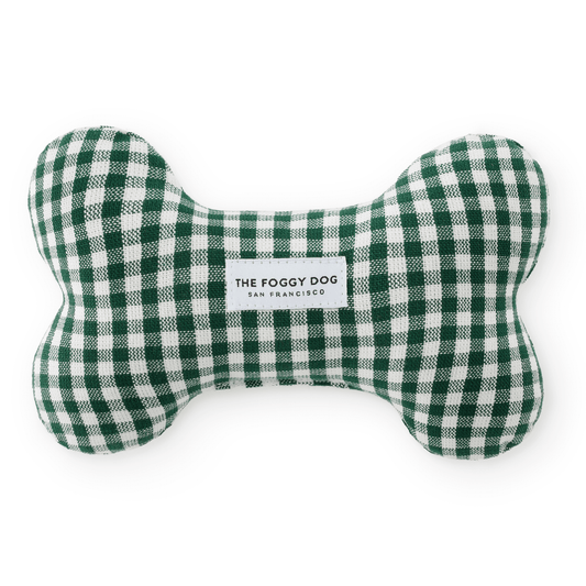 Evergreen Gingham Dog Squeaky Toy