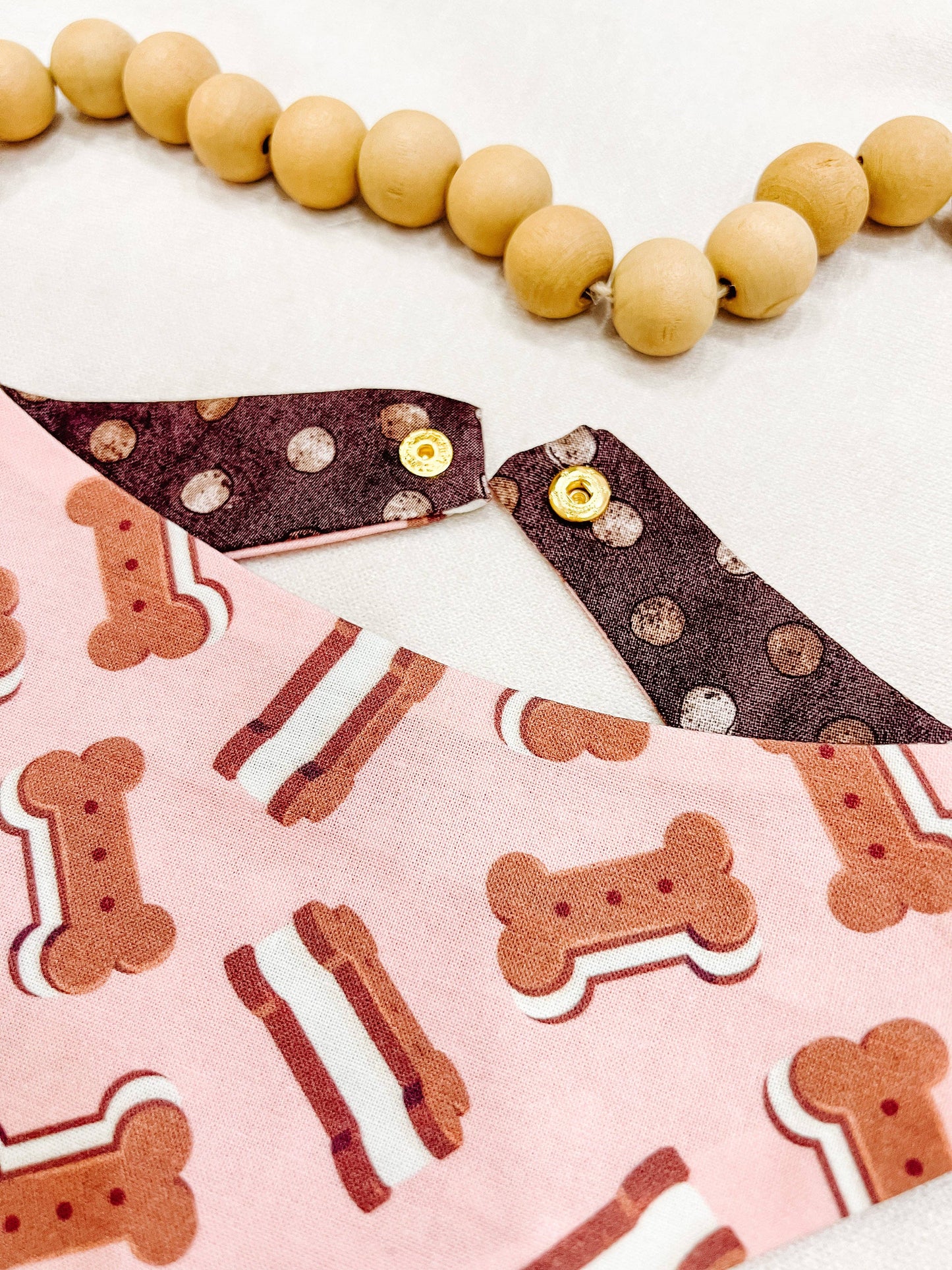 Pink Ice Cream Dog Bandana, Reversible Snap On Collar: L