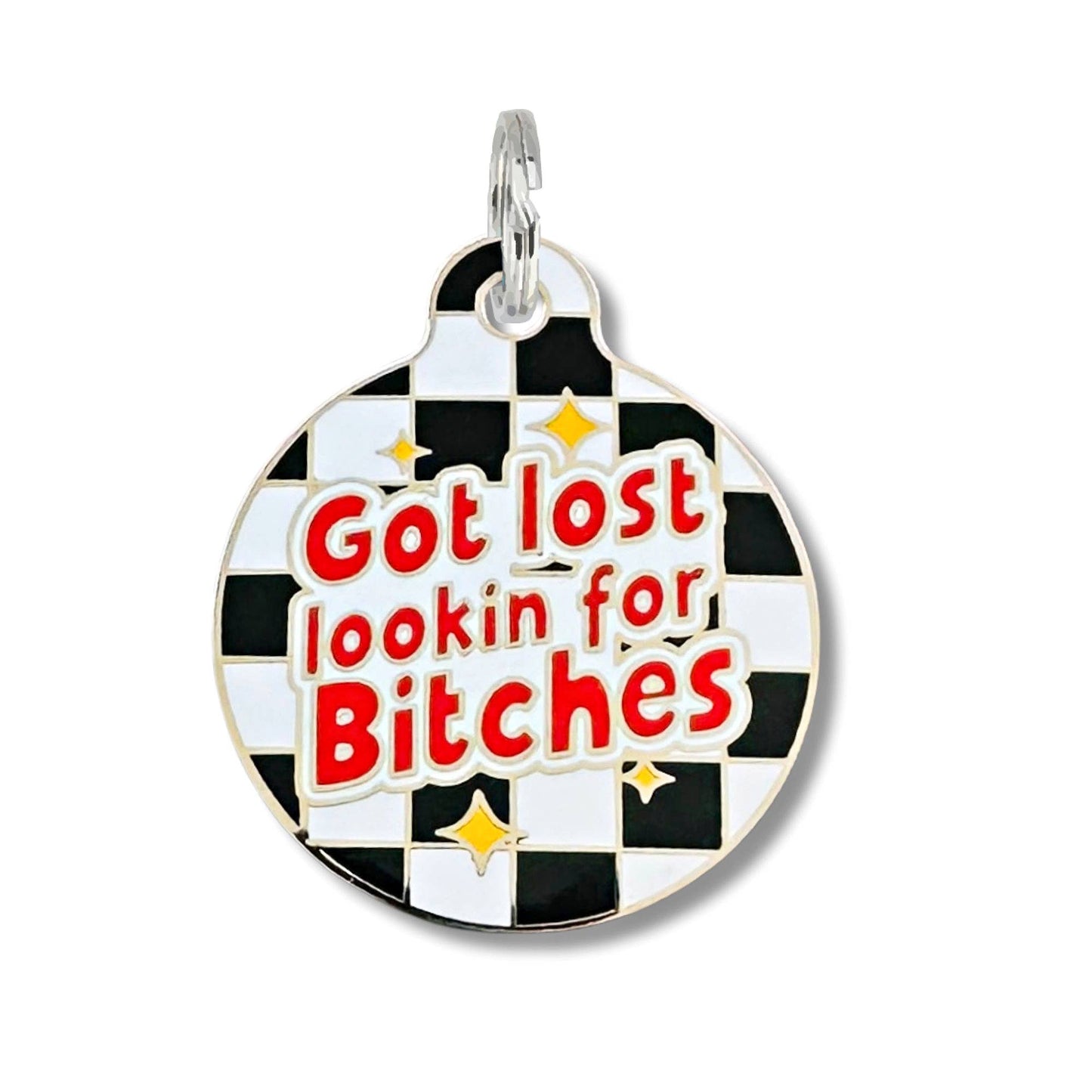 Funny Dog Tag w/ Scannable QR Code - Looking for Bitches