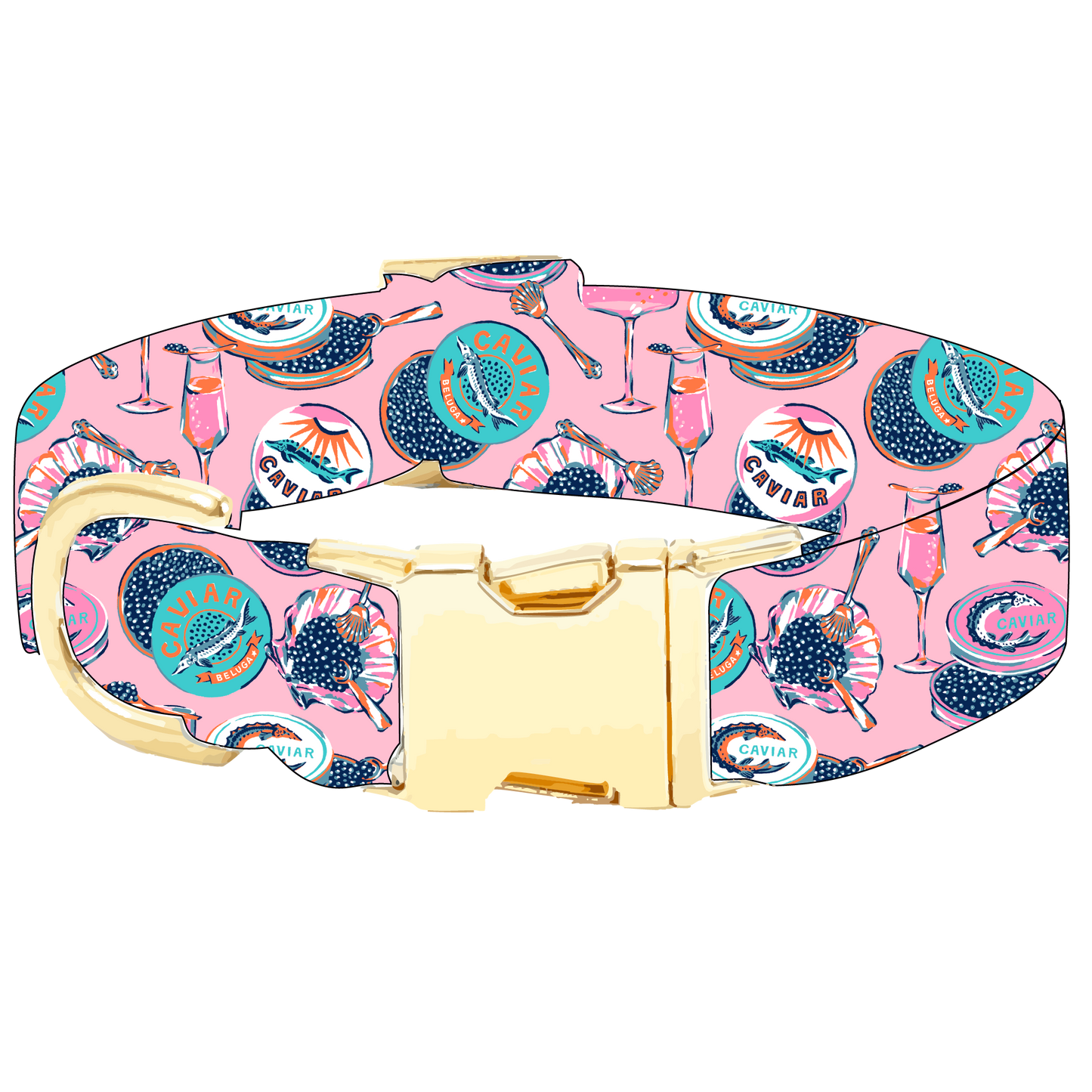 Printfresh x TFD Champagne and Caviar Dog Collar
